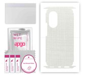 apgo Protective Skin Sticker for the back+sides compatible with Honor 50, Full Wrap Film, Foil, Vinyl - Pattern White Fabric
