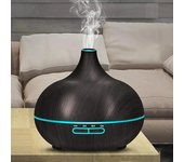 Difusor de aceites esenciales aromáticos de 500 ml, humidificador de aire con grano de madera, aromaterapia, control remoto ultrasónico, luz de color para el hogar y el dormitorio 5V-USB