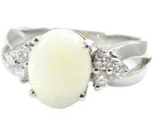 Bague Argent 'Déesse Opale' Blanc argenté (rhodié) - 18x10 mm 54 blanco