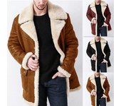 Abrigo de piel sintética integrado para hombre, abrigo grande de otoño e invierno, estilo grueso, manga larga XXXXXL negro