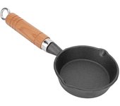Sartén de hierro fundido de 10 cm con mango de madera, mini sartén para huevos, de fondo plano, para panqueques, cocina L