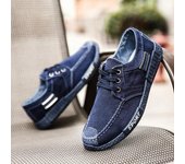Zapatos de lona a la moda para hombre, zapatos casuales de mezclilla de verano para hombre, zapatillas vulcanizadas para hombre, mocasines sin cordones, mocasines para conducir, calzado para hombre 39 azul