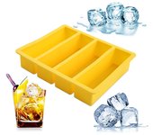 Molde rectangular para hielo, bandejas de silicona para cubitos de hielo, molde para cubitos de hielo de cocina amarillo