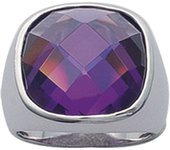 Chevalière Argent 'Linda' Améthyste argenté (rhodié) - 17x17 mm 50
