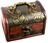 Caja de madera vintage para cofre del tesoro, organizador de almacenamiento de joyas con cerradura