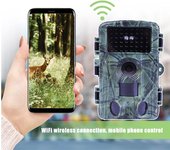 Cámara de rastreo WiFi de 2,7 K y 60 MP con visión nocturna, impermeable, para caza, con pantalla de 2 pulgadas para monitoreo de vida silvestre al aire libre