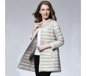 Abrigo cálido acolchado de primavera para mujer, chaqueta ultraligera de plumón de pato, abrigo largo para mujer, chaquetas ajustadas de color liso, abrigo de invierno, parkas portátiles S