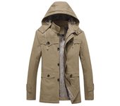 Nuevas chaquetas para hombre de otoño e invierno, cortavientos, chaquetas deportivas y de ocio lavadas de algodón puro y terciopelo para hombre a la moda M caqui