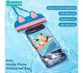 USAMS IPX8 Bolsa de teléfono impermeable con cordón Universal Drift Diving Surfing Swim Pouch Bag Case Cover para iPhone 13 12 11 Pro Xiaomi Huawei ABS TPU&Case & Strap azul/color rosa