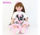 BZDOLL-Muñecas de juguete Reborn de silicona originales, 60cm, vinilo, princesa, bebé vivo, niña, muñecas, regalo de cumpleaños 60cm Doll, Brown eyes