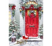 Taladro redondo 5D DIY Diamond Painting  Chrismas Door  Bordado Cross Stitch 5D Home Decor 20X30CM