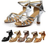 Sandalias de baile latino para mujer, zapatos de baile, Rumba, vals, baile de graduación, Salsa latina 34 oro
