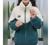 Chaqueta de invierno para mujer con cuello alto y forro de terciopelo y efecto piel de cordero XL rojo