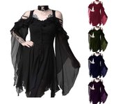 Vestido irregular con volantes y volantes góticos de talla grande para mujer XXXXXL negro