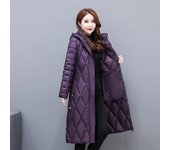 Chaqueta larga de invierno para mujer de mediana edad, con capucha, informal, gruesa, cálida, acolchada de algodón, abrigo de invierno para mujer 2XL negro