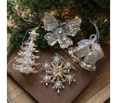 Adornos de árbol de Navidad de cristal acrílico colgantes, copos de nieve, carámbanos, decoración navideña para el hogar, regalos de Navidad