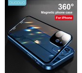 Funda magnética de metal 360 para iPhone 11 para iPhone 12 Pro XS Max 7 8 plus X XS XR Funda de vidrio templado HD de doble cara con cubierta protectora de cámara For iPhone 12 oro