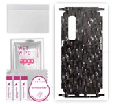 apgo Protective Skin Sticker for the back+sides compatible with Oppo Find X2 Pro, Full Wrap Film, Foil, Vinyl - Pattern Carbon Black Pixel