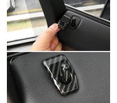 4 piezas de fibra de carbono para cerradura de puerta interior de coche, cubierta de botón, embellecedor para BMW X5, X6, F15, F16, 2014, 2015, 2016 y 2017 plata