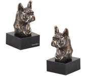 French Bulldog, Frenchie I - Dog statue, bust on stone base, sculpture, trophy for dog show by Art-Dog brand marrón