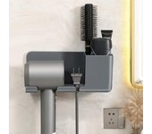 Soporte para secador de pelo, soporte para secador de pelo para baño sin perforaciones, soporte para secador de pelo para baño montado en la pared Simple style blanco