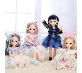 Mini muñeca articulada móvil de 30CM para niñas, juguete 3D con ojos grandes, trajes completos de princesa, colección de vestidos, regalo para niños B