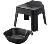 Silla de baño colgante Yamazaki Jitsugyo, altura del asiento: 25 cm, con imán, tamaño grande, para baño, con almacenamiento flotante, color negro 5384 1563 + [Set 2] negro