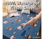 Nuevo Protector de colchón impermeable de algodón agradable para la piel con banda elástica lijado funda de colchón de cama transpirable Sábana humectante para bebé antiácaros y lavable Sheet 90X200x30cm