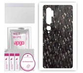 apgo Protective Skin Sticker for the back compatible with Xiaomi Mi Note 10 Pro, Wrap Film, Foil, Vinyl - Pattern Carbon Black Pixel
