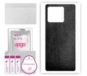 apgo Protective Skin Sticker for the back compatible with Xiaomi 13, Wrap Film, Foil, Vinyl - Pattern Black Leather