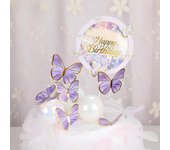 2 adornos redondos de mariposas con lentejuelas para tarta de feliz cumpleaños, decoración de mariposas de imitación, manualidades para bodas y fiestas.
