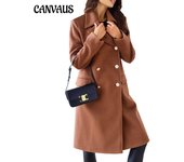Chaqueta de mujer de otoño e invierno Chaqueta de tweed cruzada con solapa y manga larga sencilla para mujer S blanco
