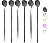 Juego de 6 cucharas de helado de acero inoxidable, cucharas de café para el hogar, cocina, restaurante, hotel, cafetería, suministros de cocina. plata