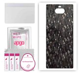 apgo Protective Skin Sticker for the back compatible with Sony Xperia 10 Plus, Wrap Film, Foil, Vinyl - Pattern Carbon Black Pixel