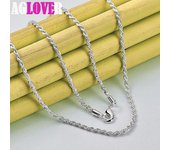 Cadena de ondas de agua de 3 mm de plata esterlina 925, collar de joyería de 16/18/20/22/24/26/30 pulgadas 40cm