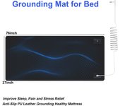 Tapete de conexión a tierra de 68 x 193 cm para dormir mejor, aliviar el dolor y reducir el estrés. Tapete de conexión a tierra con cable de conexión a tierra, ideal para dormir. AU Plug negro