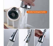 Cabezal rociador de 3 funciones, grifo giratorio de 360 ​​grados, cabezal pulverizador G1/2, aireador de fregadero ahorrador de agua para cocina negro