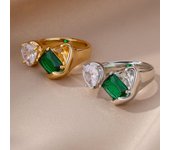 Anillos de circón de nuevo diseño para mujeres y niñas, Zirconia cúbica, anillo ajustable de acero inoxidable, anillos de joyería de boda de lujo