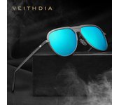 VEITHDIA Gafas de sol de aluminio y magnesio polarizadas UV400 lentes gafas de sol masculinas para hombres/mujeres azul/negro