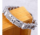 Pulseras de cadena de bicicleta de metal fundido de acero inoxidable 316L de 12 mm con diseño de rock and roll para hombres, niños, motociclistas, accesorios de joyería, regalos 20.5CM plata