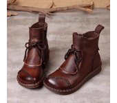 Botines con cordones para mujer, botines cortos con plataforma gruesa y punta cuadrada con cremallera lateral, botas para caminar de piel sintética sin cordones para otoño e invierno para mujer 35 negro