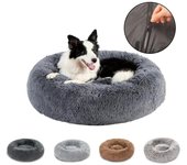 Cama redonda extraíble para mascotas, sofá cama para perros, lavable, extraíble, larga, de lujo, de felpa, para exteriores, grande, para mascotas, gatos, perros, tapete cálido, sofá XS gris oscuro