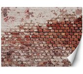 Papel pintado Pared de piedra de ladrillo antiguo con efecto óptico 100x70 rojo