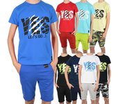 Conjunto verano niño camiseta SI y short tela 110 rojo coral