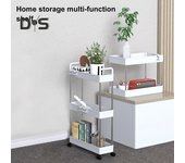 Carrito de almacenamiento con estantería móvil de 3 niveles, organizador de gran capacidad, fácil instalación, diseño ajustable, carrito con estantes rodantes para uso general con ruedas Four Layer