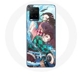 Coque pour Vivo Y21s 2021 / Y21 2021 Tanjiro et Nezuko Demon Slayer Kimetsu no Yaiba Anime