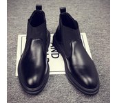 Botas Chelsea Martin negras para hombre: Zapatos de trabajo de cuero impermeables, transpirables, informales y de corte medio para otoño 44