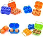 Caja de almacenamiento portátil para huevos, contenedor de plástico para huevos, para acampar al aire libre, Picnic, caja organizadora de cocina, 2/4/6/12 rejillas 2 girds naranja