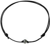 Collier - Perlinea - Perle de Tahiti A+ - Ronde 10-11 mm - Coton Ciré - Argent 925
