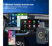 Adaptador inalámbrico CarPlay 2 en 1 y adaptador inalámbrico Android Auto, adaptador inalámbrico CarPlay Plug & Play tipo C/USB con conexión automática negro